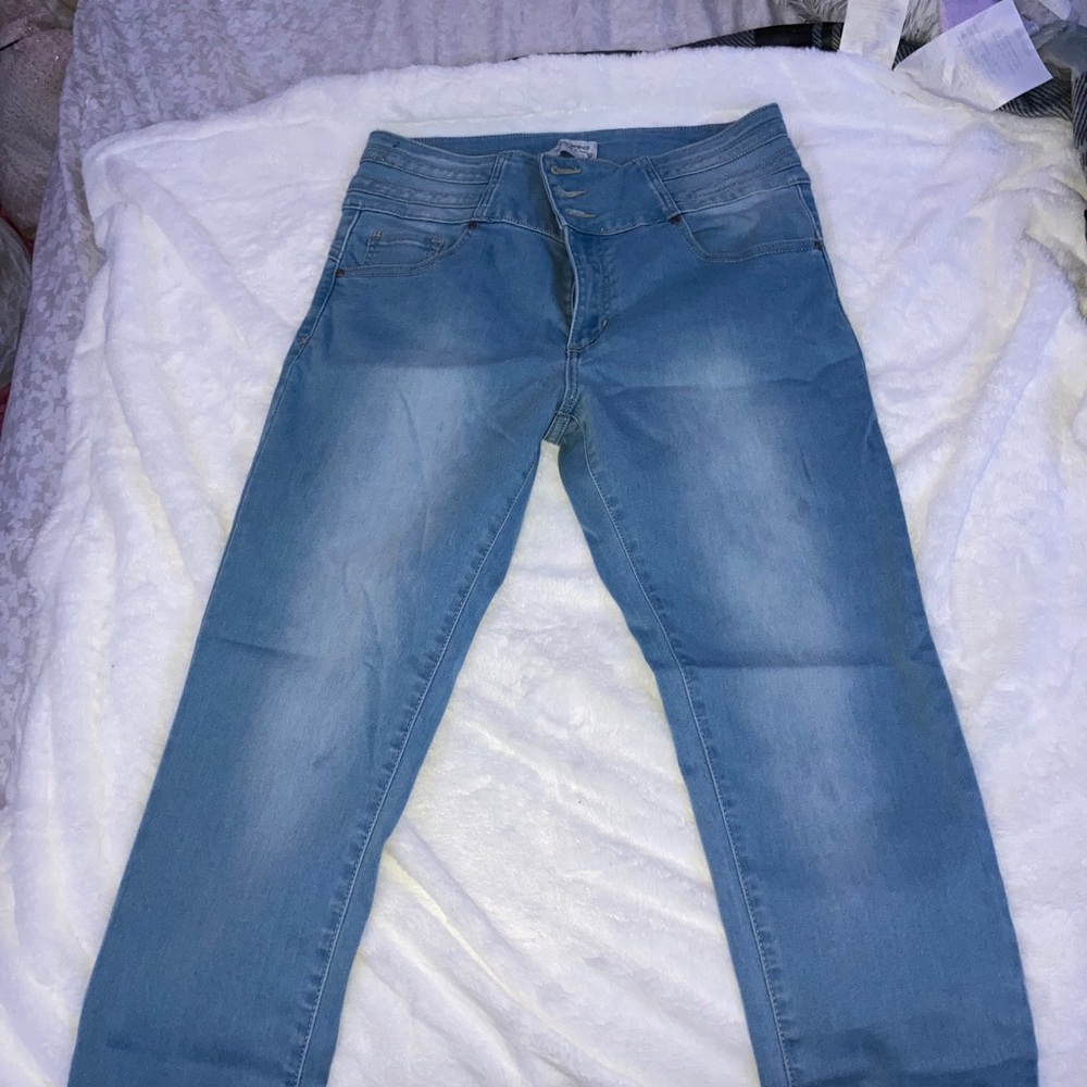 light blue high waisted jeans
